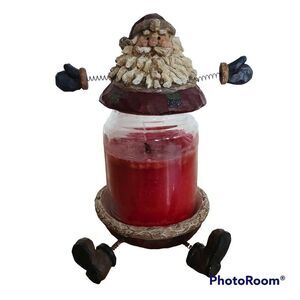 Vintage Whimsical Resin Santa Trinket Dish and Lid Candle Dish Spring Arms Legs